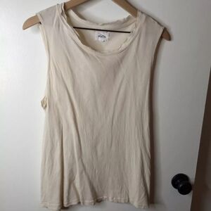 Mate the Label Raw Neckline Tank Top Beige Sleeveless Blouse Medium Classic